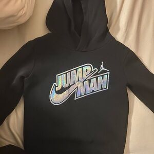 Jordan Kids Black Hoodie with Iridescent Jumpman Design
